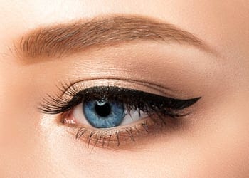 Closeup of a woman's eye with eye makeup
