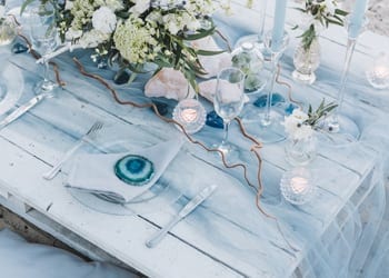 Perfectly Beautiful Beach Wedding Table Ocean-themed wedding reception table at a beach-themed wedding