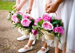 Bridesmaids holding flowers