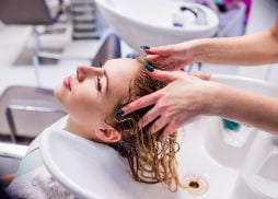 Clients hair being washed 